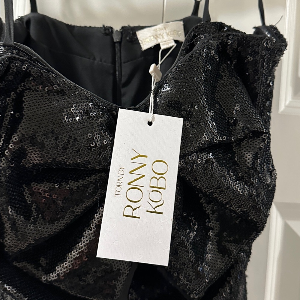 NWT Ronny Kobo Collection Lindsay Black Sequin Mini Dress - Picture 6 of 6